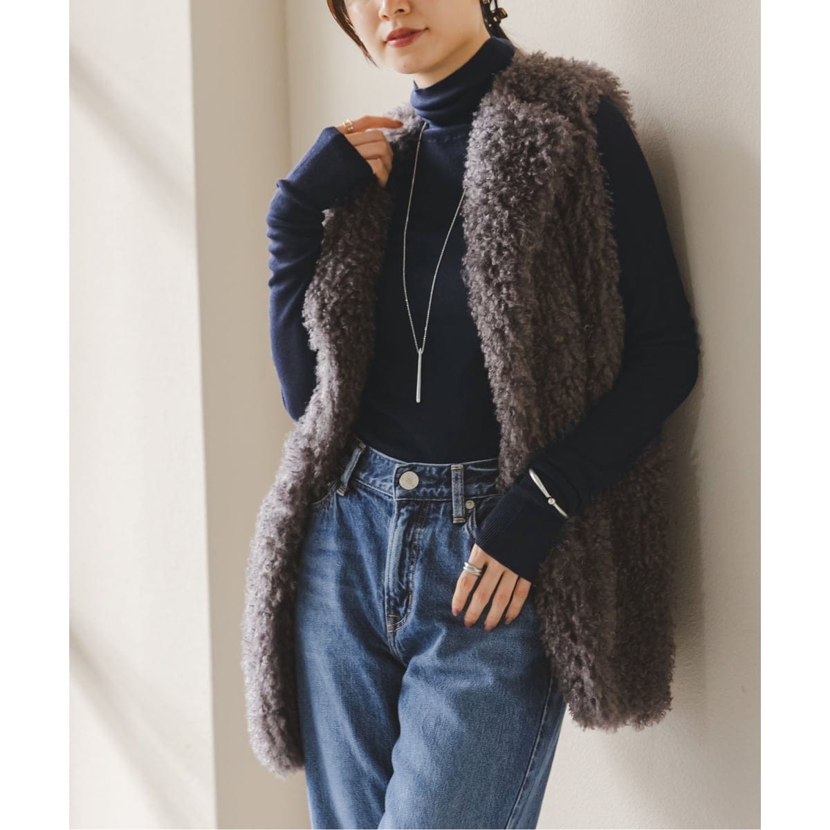 Noble - 【新品】Noble 2WAYリブショートカーディガン　ニットカーディガン ニット COTTON BOUCLEリブショートカーディガン（ニット／セーター