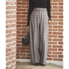 チェック柄裏起毛スラックスパンツ