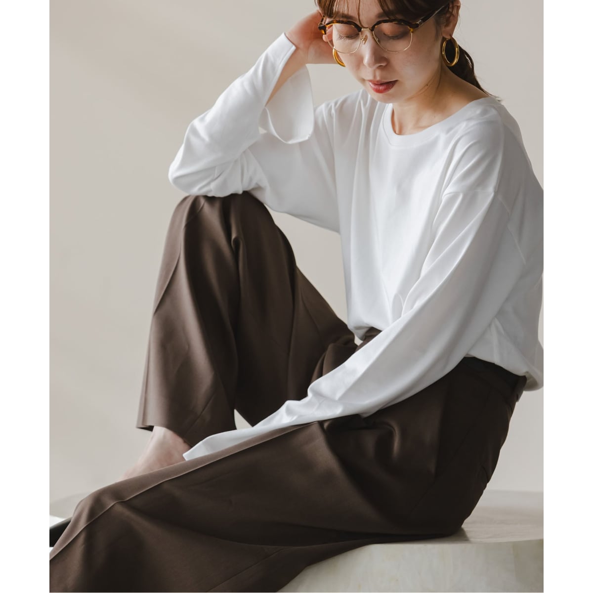 新品noble×laubeblanc  ハートネックロングTシャツ　ブラウン noble×laubeblanc ハートネックロングTシャツ ブラウン - メルカリ