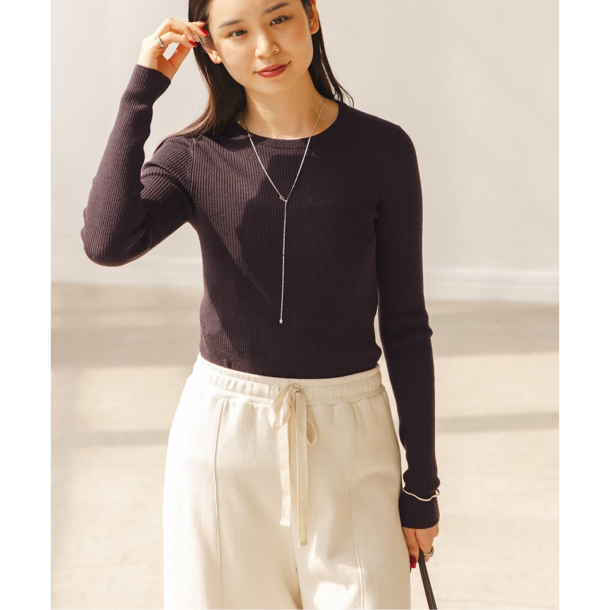 NOBLE×L'AUBE BLANC】FOX/カシミヤオフショルダーニット