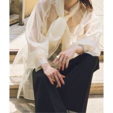 ブライトオーガンジーボウタイブラウス