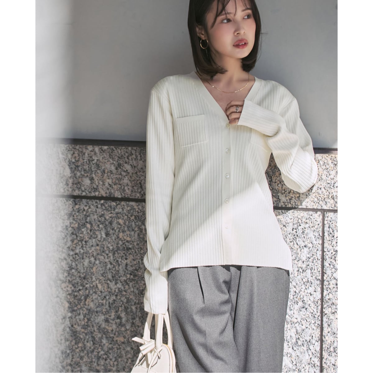 WEB限定追加》フロントジップボートネックニット | ノーブル(Noble