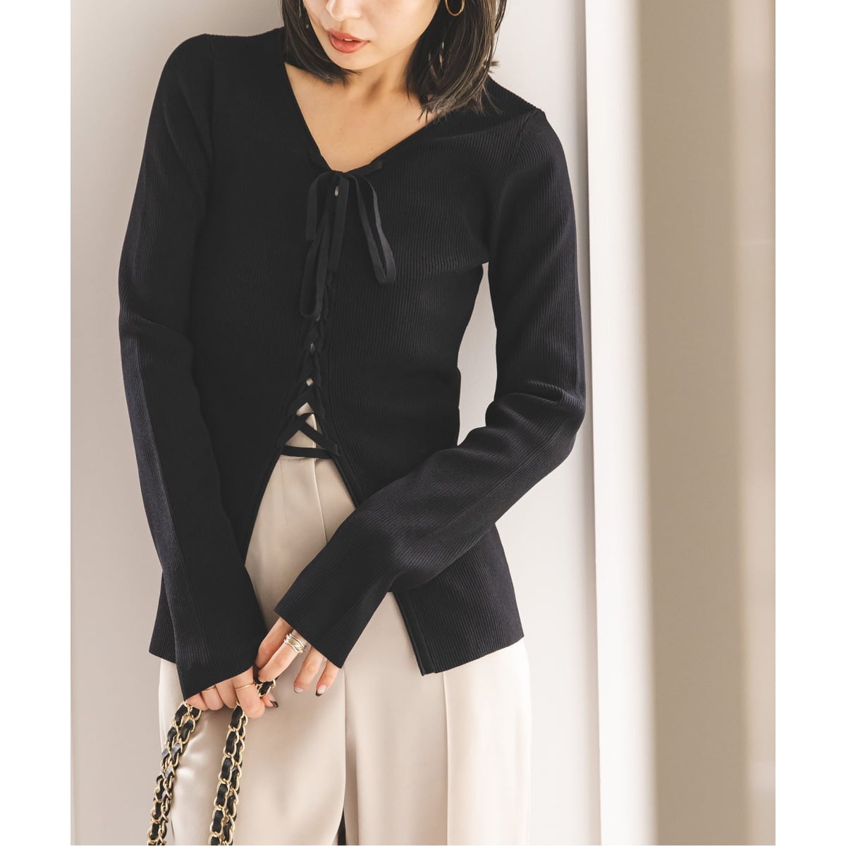 NOBLE×L'AUBE BLANC】FOX/カシミヤオフショルダーニット