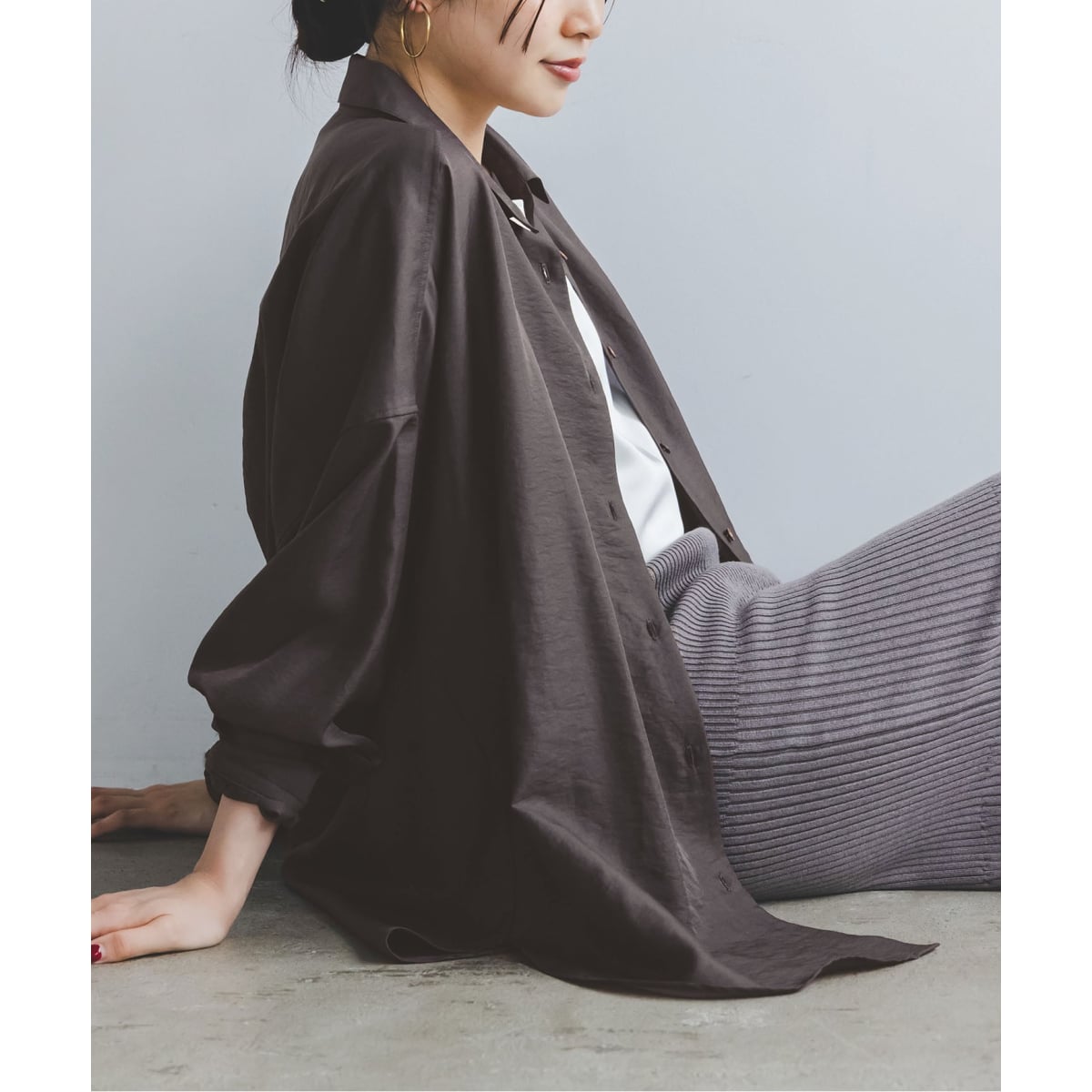 NOBLE★シアーノイズジャガードブラウス 追加》【洗える】シアーノイズジャガードブラウス（シャツ