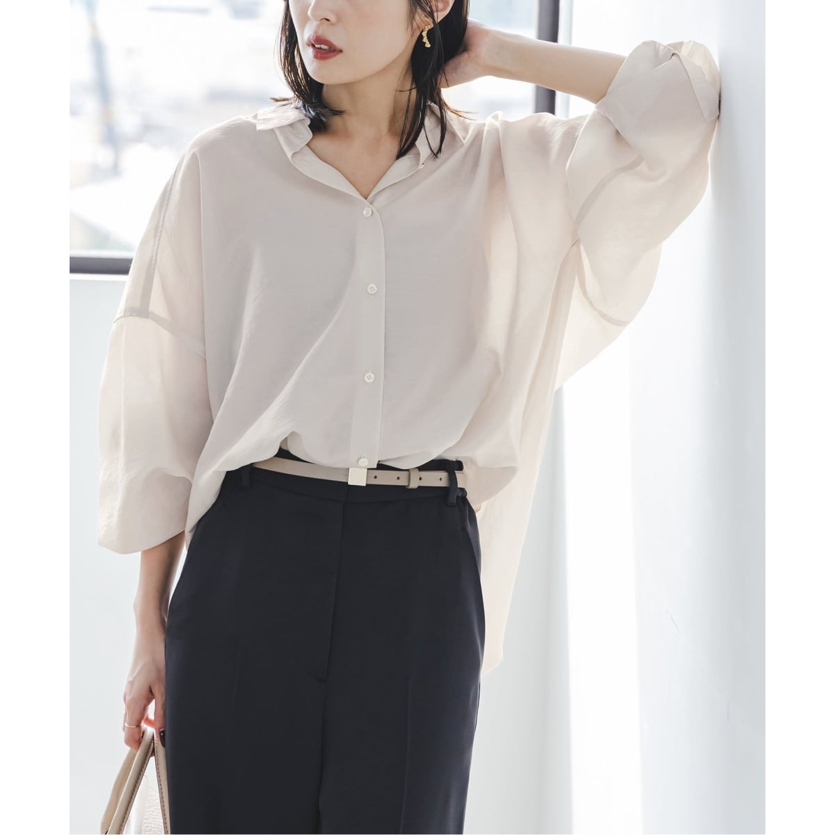 追加》【洗える】シアーノイズジャガードブラウス | ノーブル