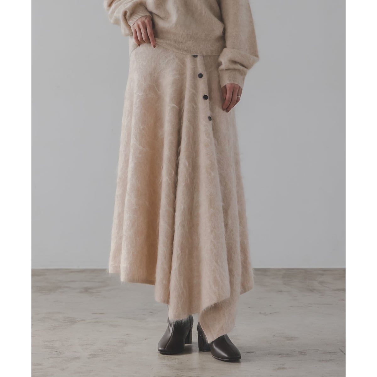 NOBLEキュプラサテンナローAラインスカート ノーブル ノーブル NOBLE 《追加》キュプラサテンナローAラインスカート