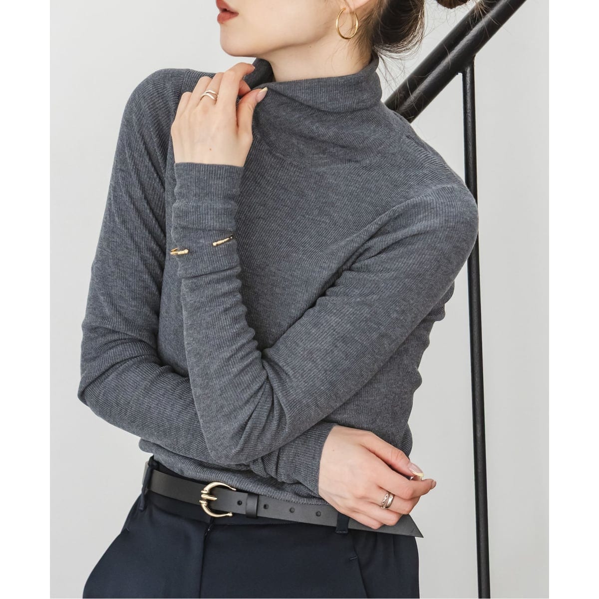 WEB限定追加》フロントジップボートネックニット | ノーブル(Noble