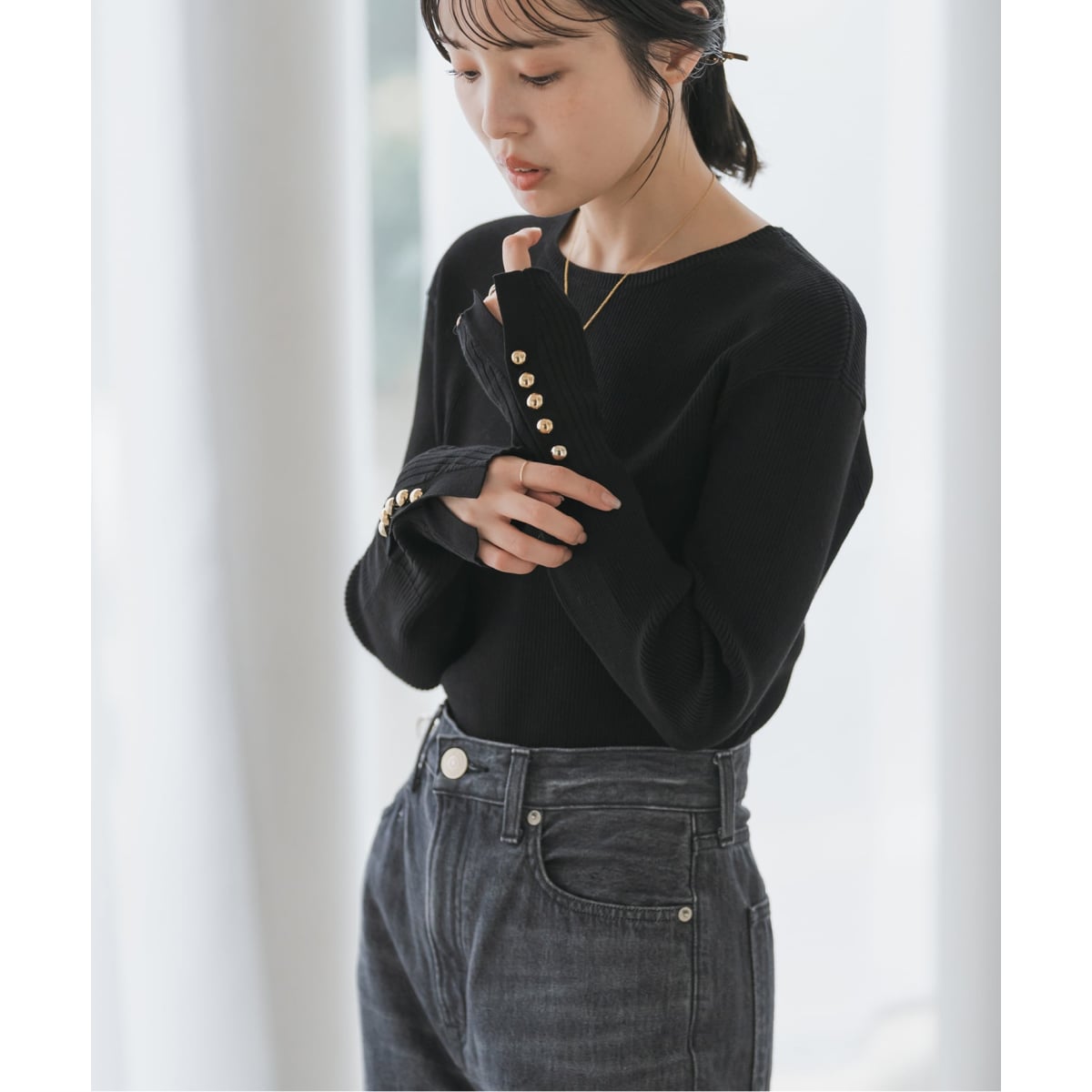 美品♥ノーブル　ボタンディテールタイトリブニット WEB＆日本橋店限定・追加予約》ボタンディテールタイトリブニット