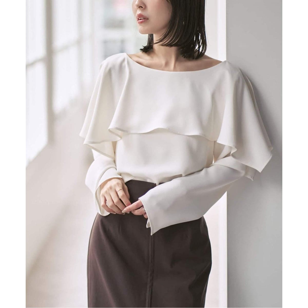 追加》【洗える】シアーノイズジャガードブラウス | ノーブル(Noble