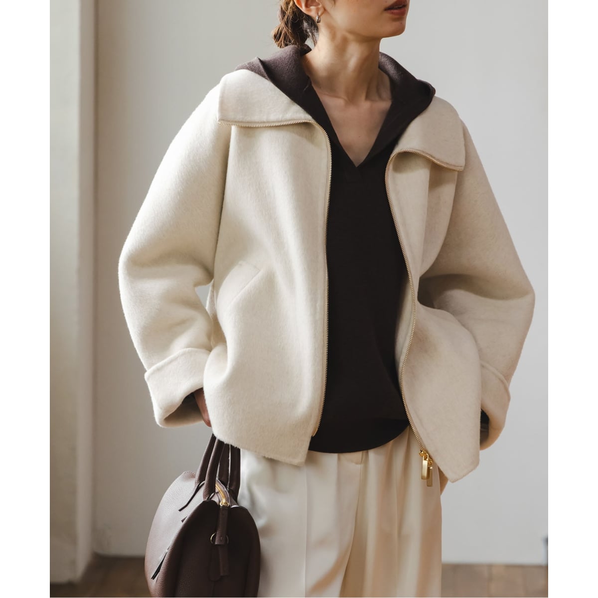 追加》キャメルミックスリバージップコート | ノーブル(Noble