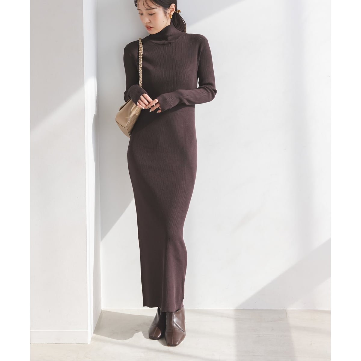 【新品未使用】NOBLE RY/PLリブハイネックロングワンピース WEB限定カラー・追加》RY/PLリブハイネックロングワンピース