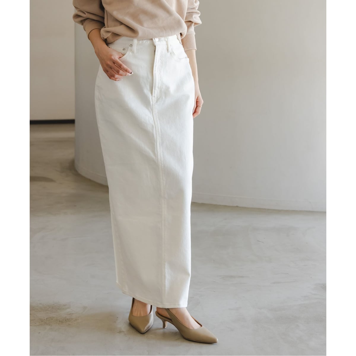 洗える】ファジーリネンスリットAラインスカート | ノーブル(Noble
