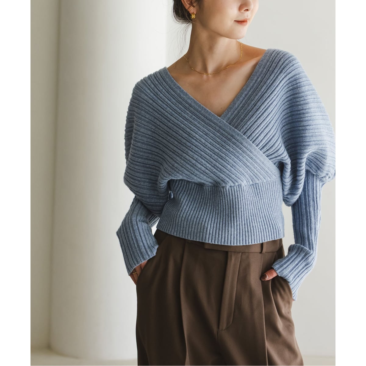 カシュクールランダムリブニットプルオーバー | ノーブル(Noble