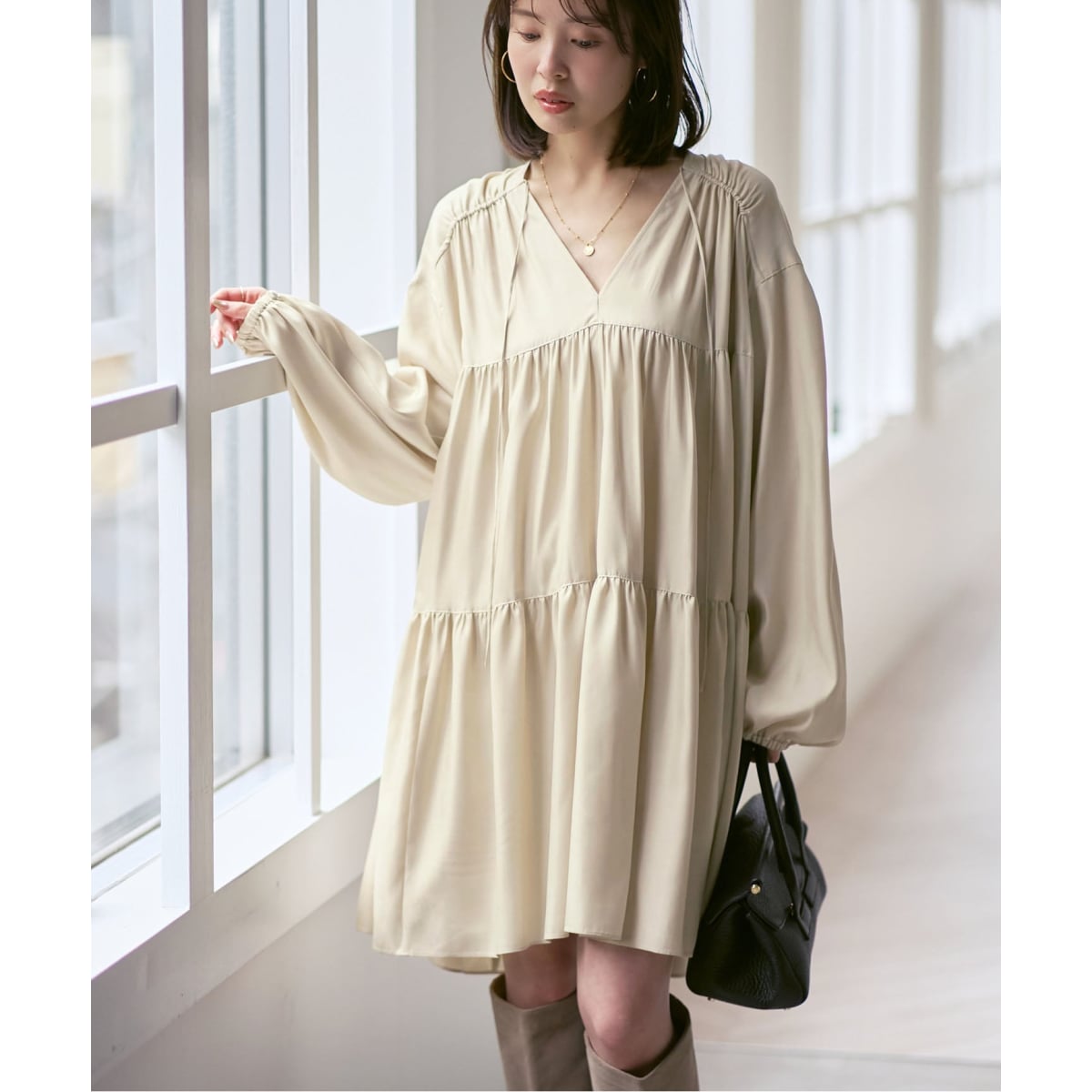 AAYUSHI/アユーシ 別注 ロングスリーブラッフルドレス | イエナ(IENA
