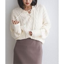 2way地柄 レースアッププルオーバー