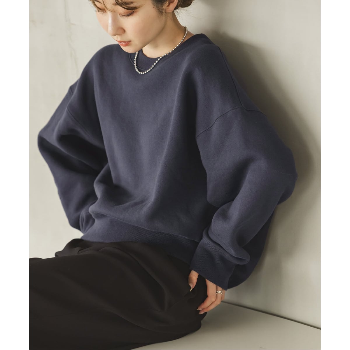 【こむこむ】noble ナッピングオーバースウェット　グレー こむこむ】noble ナッピングオーバースウェット グレー こむこむ