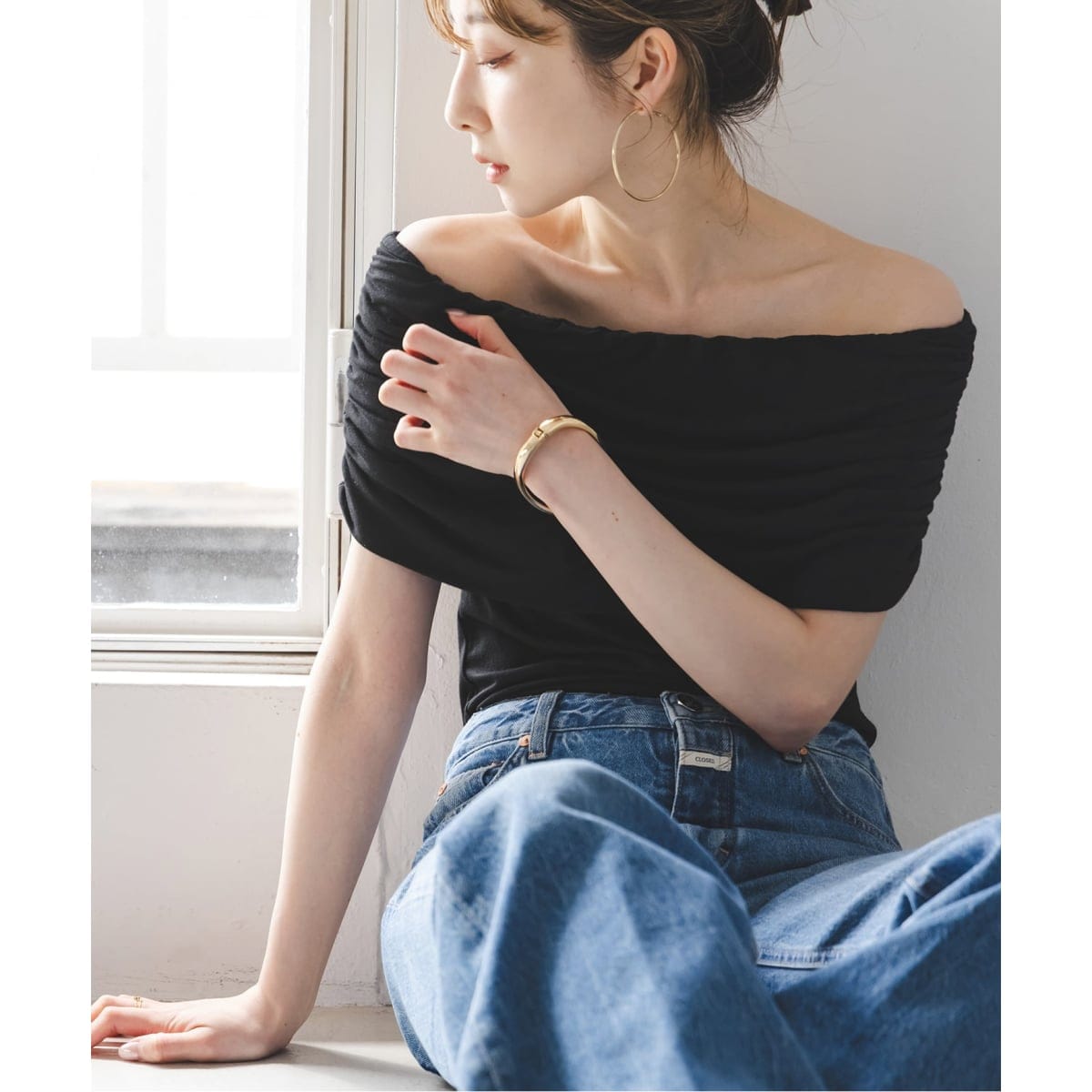 [�}���C]�s�\��tdeterm/�f�^�[�� Collagen Gathered Off- Shoulder/�m�[�u���iNoble�j �u���b�N