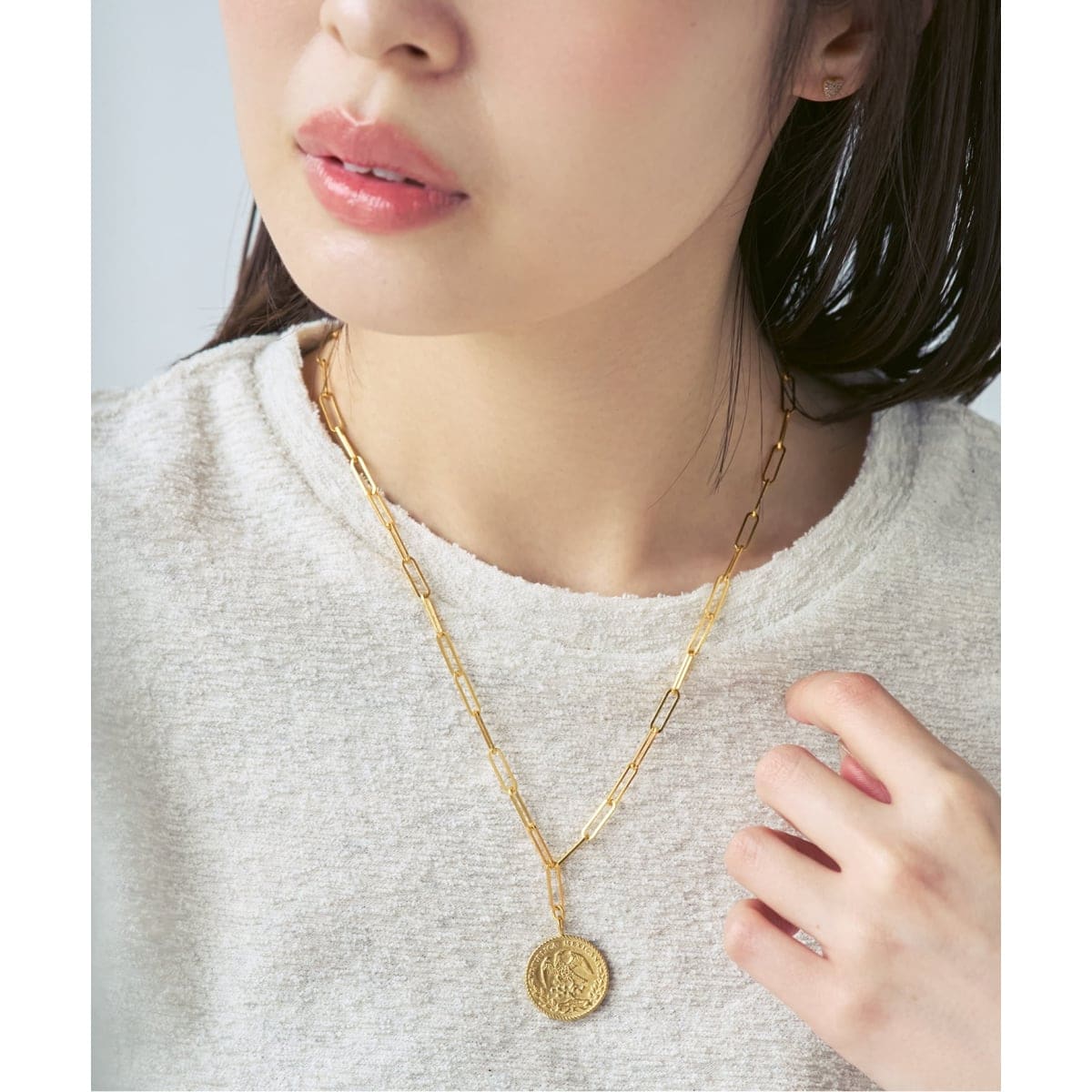 chibi jewels/チビジュエルズ rectangle chain Mex Coin Neck