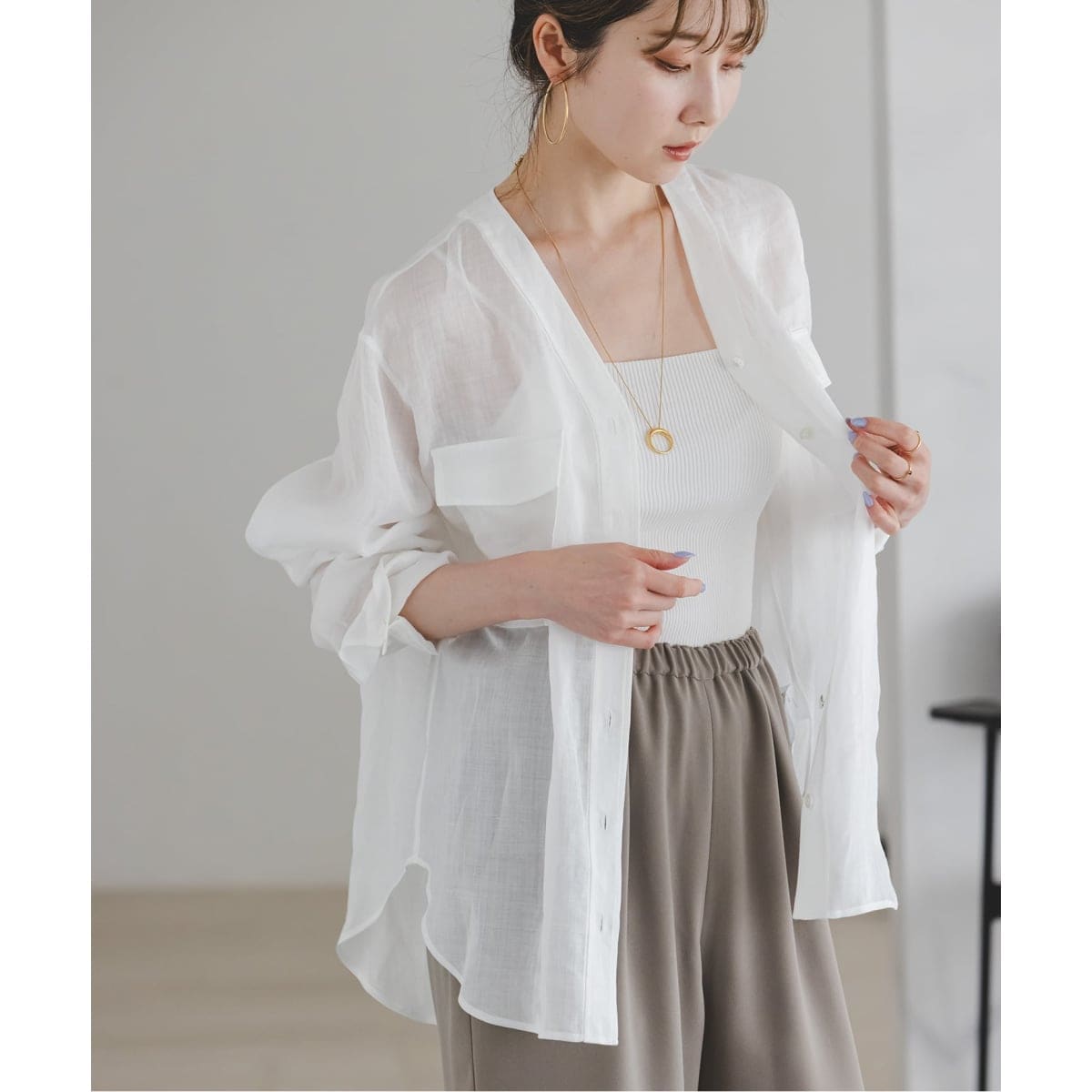 NOBLE ノーブル N.Jam リネン ロング シャツ Noble（ノーブル）の 