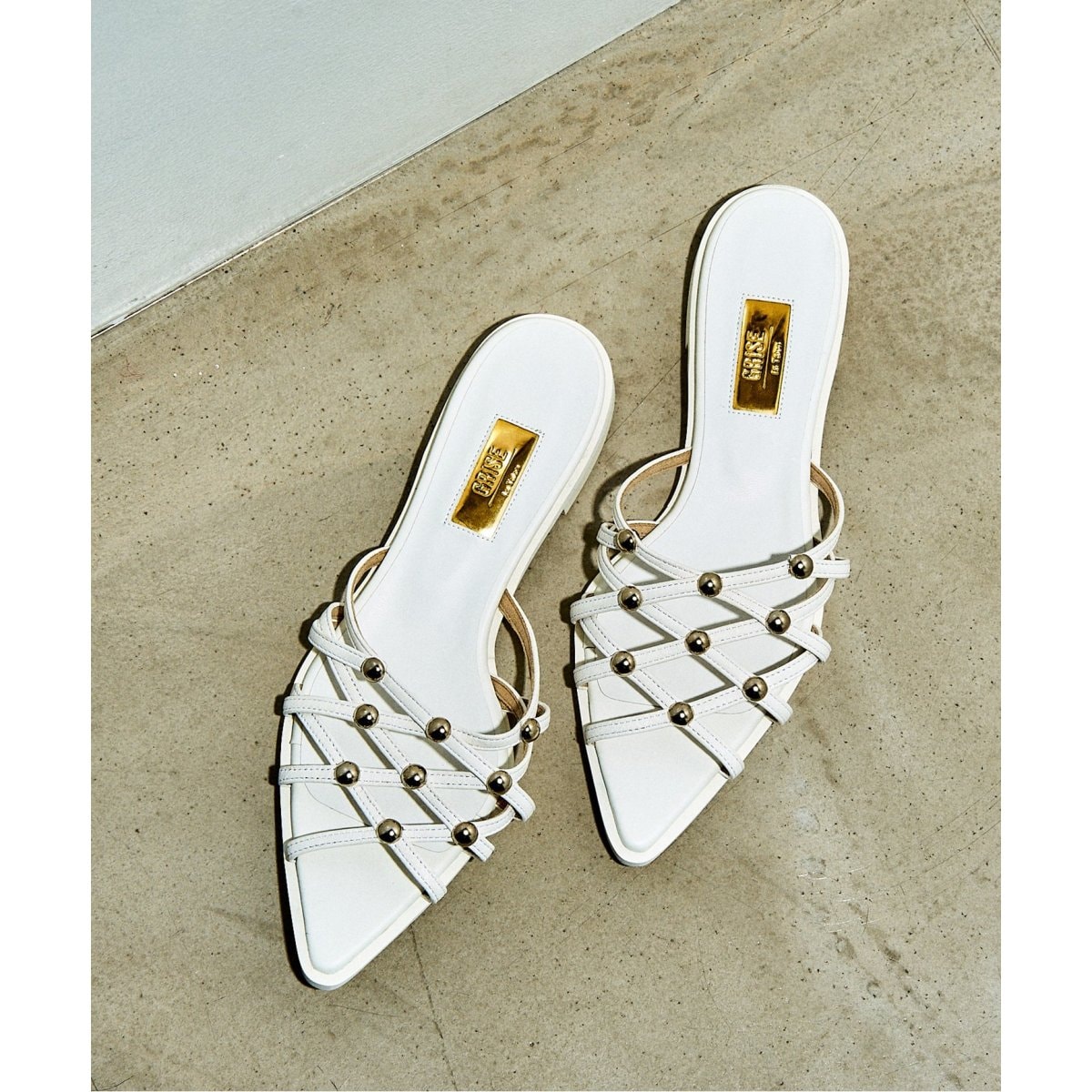 GRISE EDGEメッシュスタッズミュールサンダル | ルタロン(LE TALON