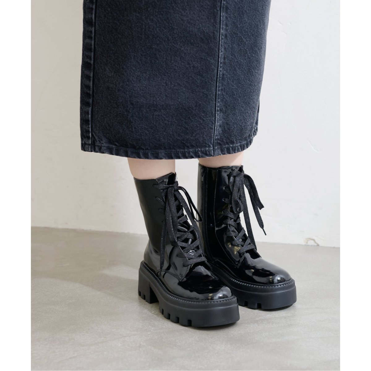 新品　ルタロン ショートブーツ　ミドルブーツ　LL ブラック WEB限定》Le decore / ル デコレribbonミドルブーツ | ルタロン(LE