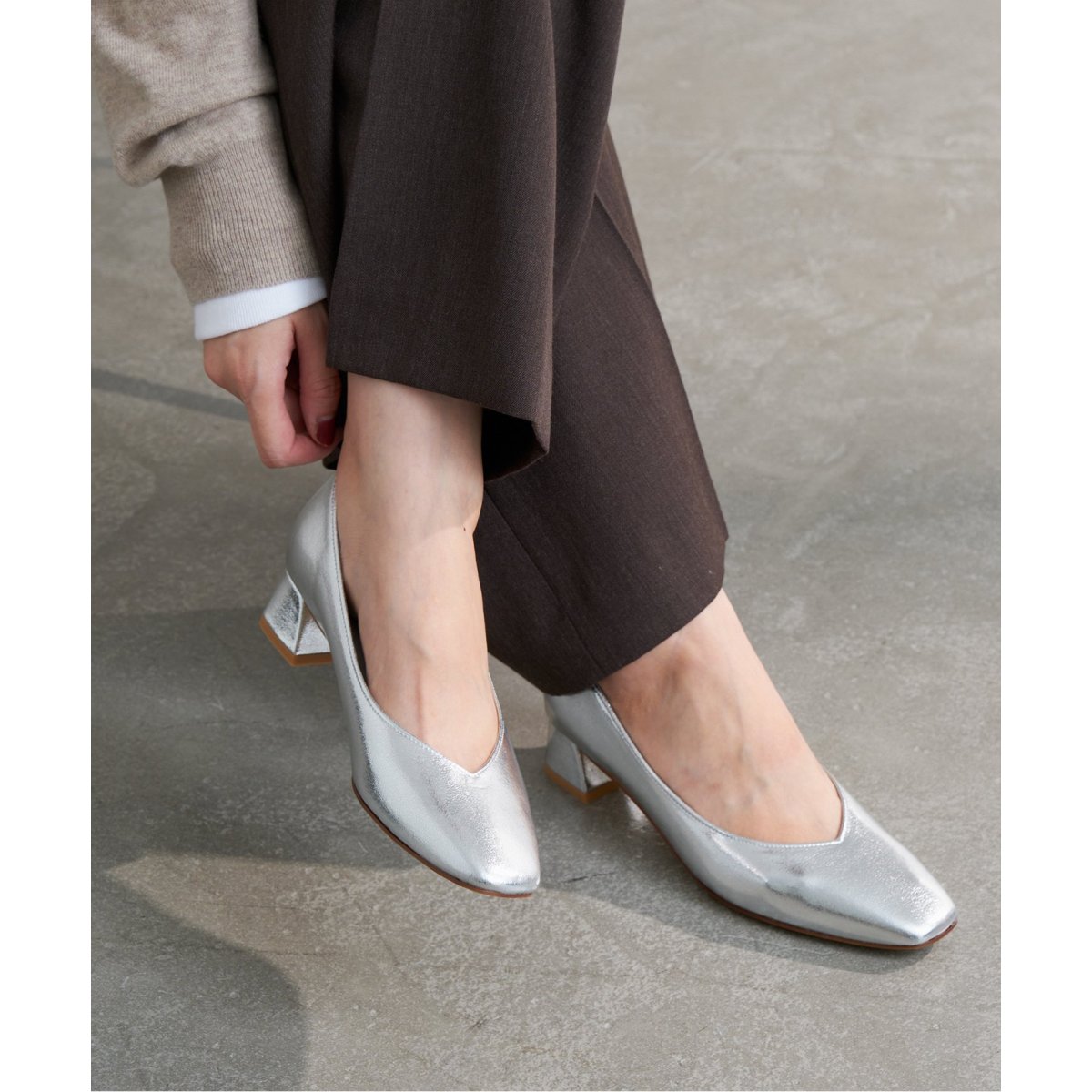 LE TALON ルタロン スクエア パンプス ブラック スリット 22.5 追加