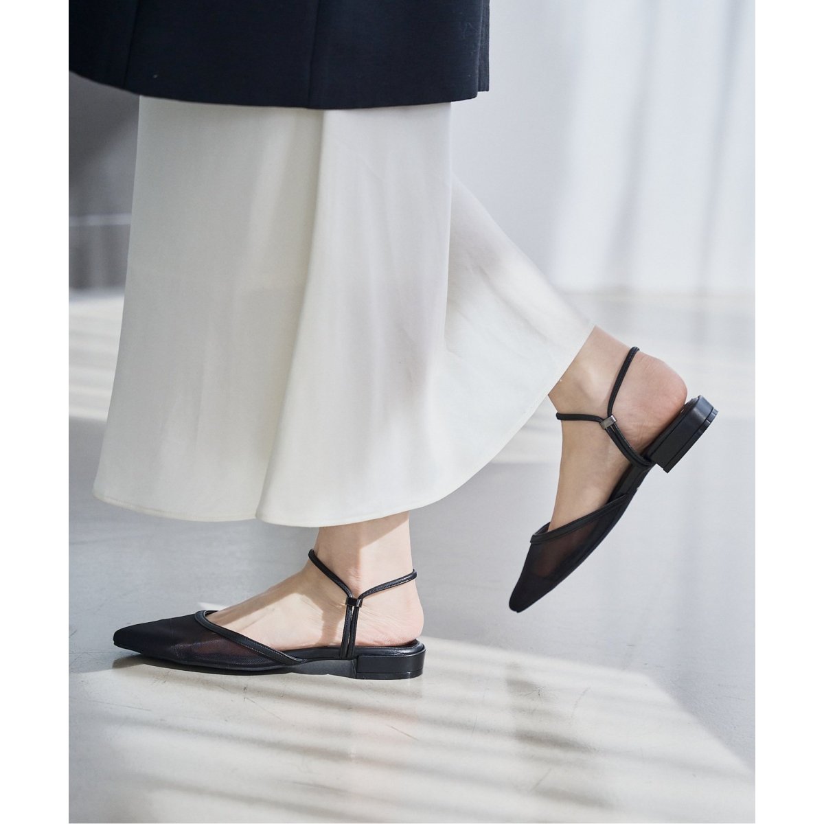 LE TALON ポインテッド2WAYストラップチュールミュール ベージュM 追加》ポインテッド2WAYストラップチュールミュール | ルタロン(LE