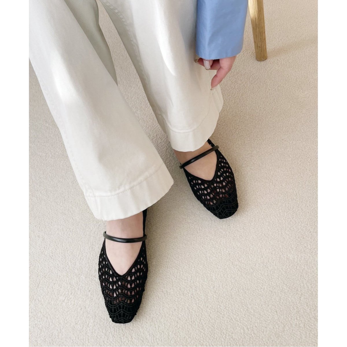 追加3》スクエアクロシェストラップフラット | ルタロン(LE TALON