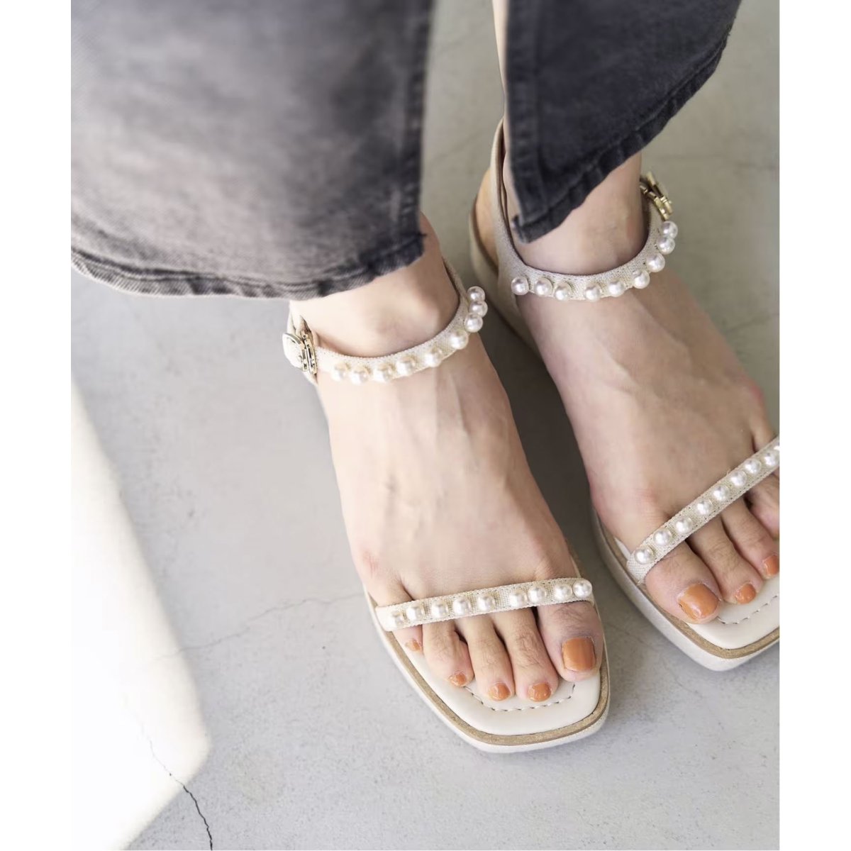 LE TALON 4センチパールプラットサンダル SSサイズ 追加》4cmパールプラットサンダル（サンダル）｜LE TALON（ル