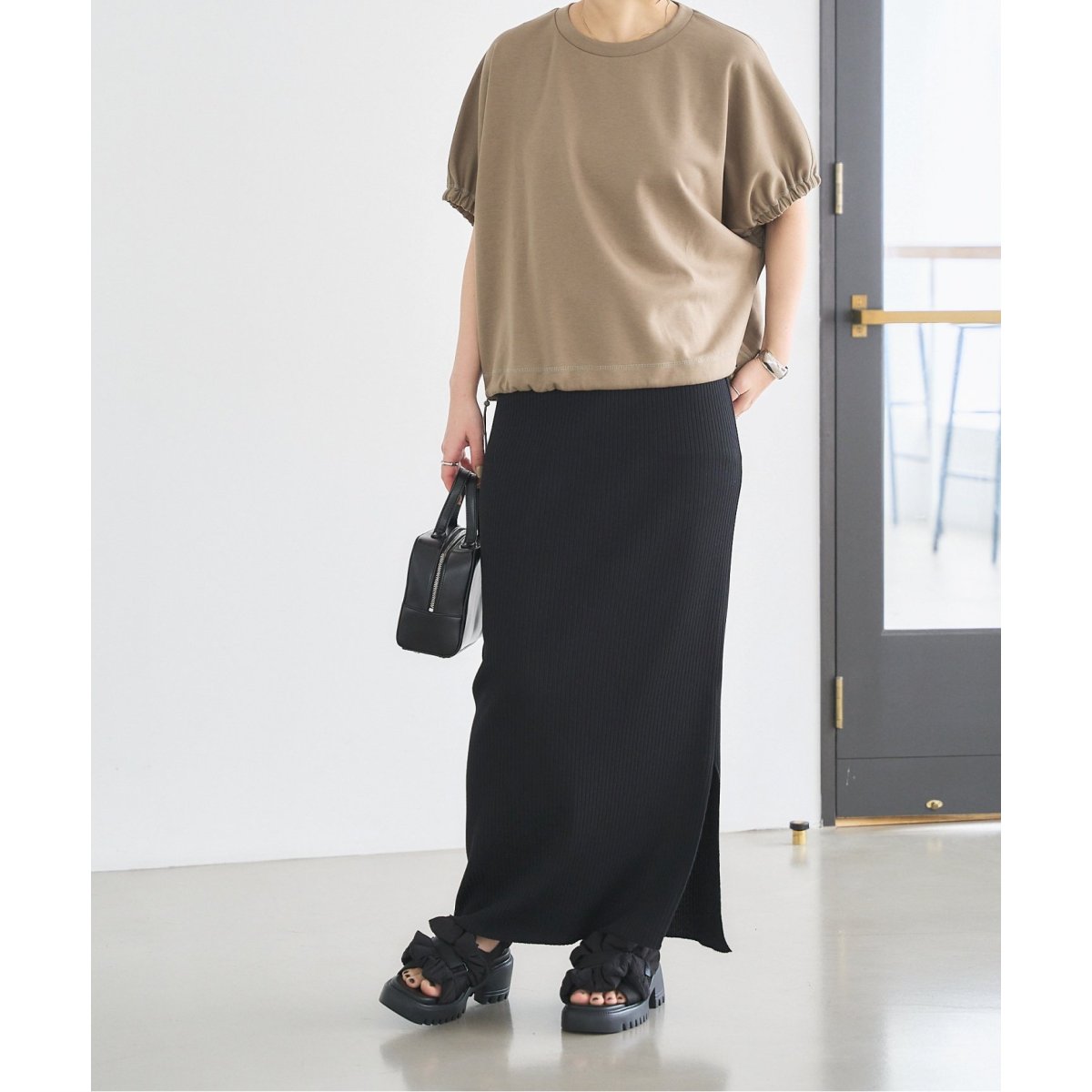 KARIN TAKUBO×LE TALONフリルクロススリングバックサンダル