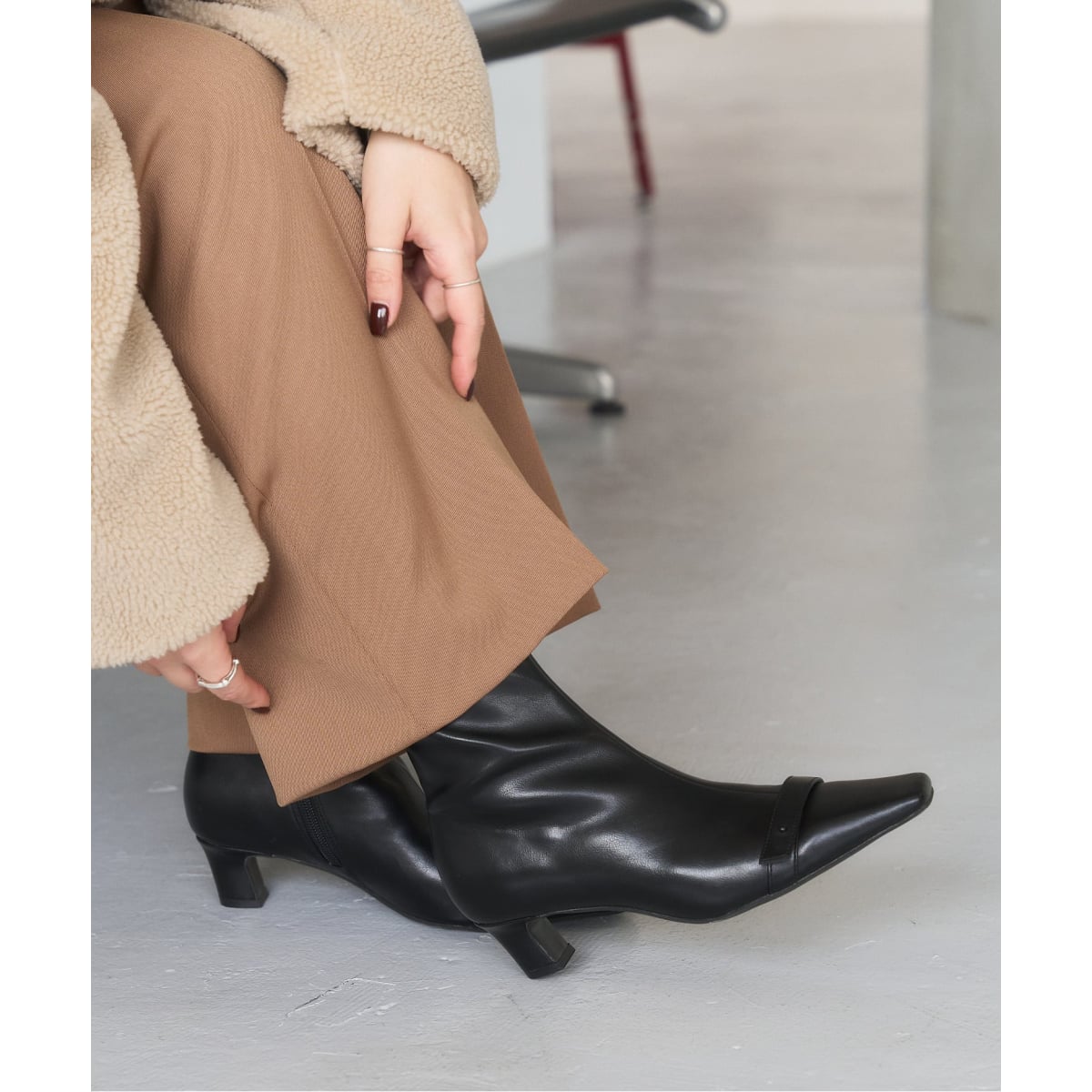 LE TALON ルタロン　シープレザー　ポインテッドトゥ　ショートブーツ 3cmレザーポインテッドソフトショートブーツ（ブーティ・ショート