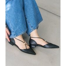 《追加予約》ポインテッドメタルクロスストラップフラット