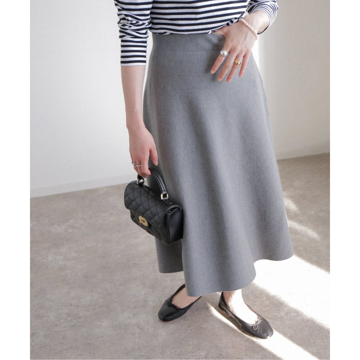 ELLIE ドットフレアスカート/ グレー 中古・古着通販】ELLIE (エリー) ドットフレアスカート グレー サイズ