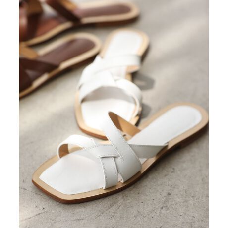 CORSO ROMA9/コルソローマノーヴェ】レザークロスサンダル | ラ  