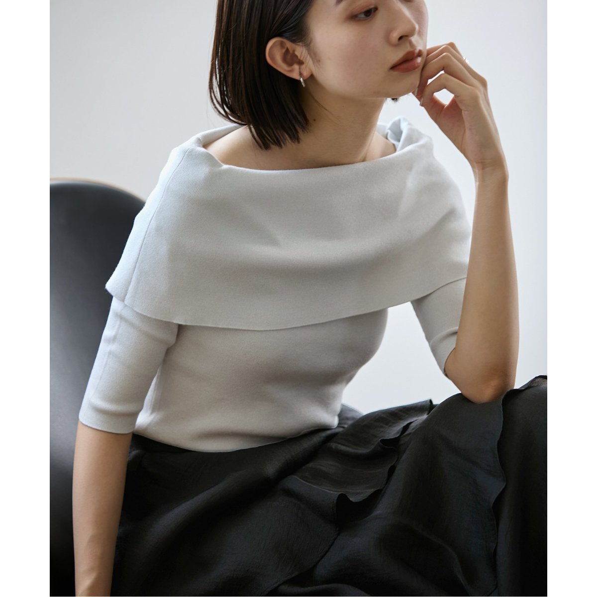 オフショルニット　ラメニット オフショル5分袖ラメニット｜INGNI(イング) 公式通販｜INGNI STORE