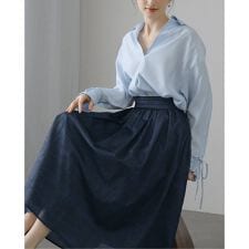 《予約》【洗える】幾何柄サッカータックスカート