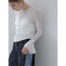 【洗える】袖フレアチュールカットソー