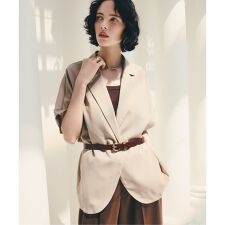 【洗える】シアーハーフスリーブジャケット