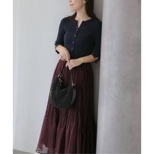 【洗える】プリーツドッキングワンピース