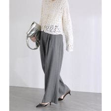 【洗える】タックワイドパンツ