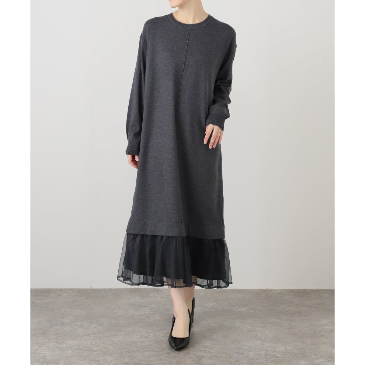 洗える】ミラノリブフィットフレアニットワンピース | ノーブル(Noble