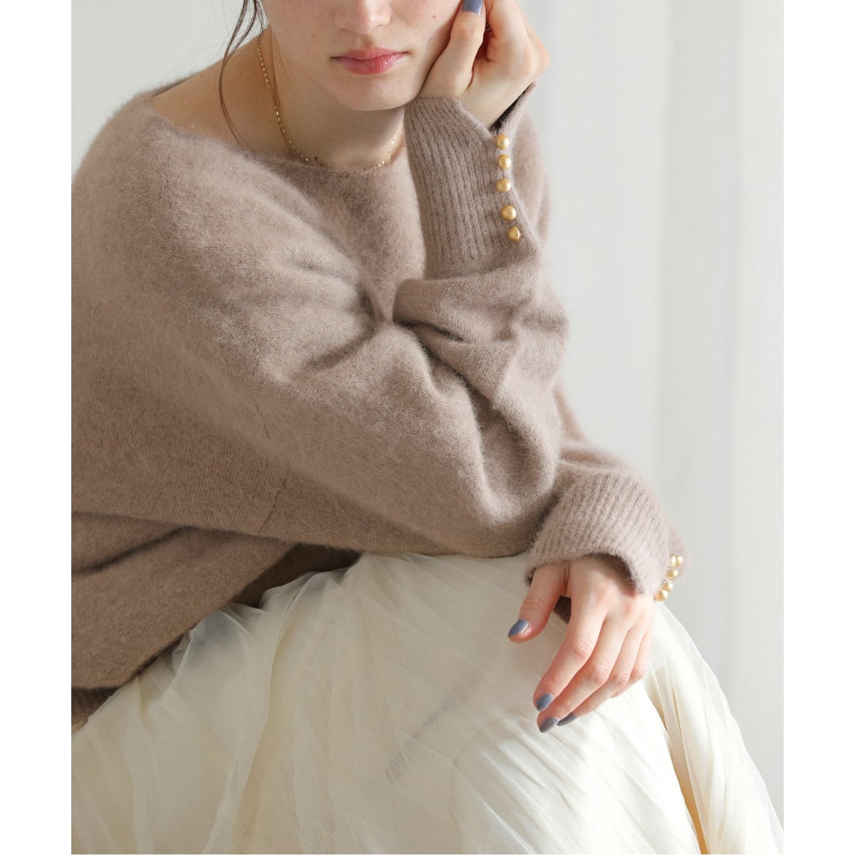 【新品・タグ付き】noble カシミヤオフショルダーニット NOBLE×L'AUBE BLANC】FOX/カシミヤオフショルダーニット | ノーブル