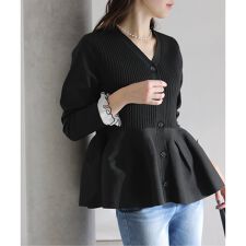 【洗える】ペプラムニット