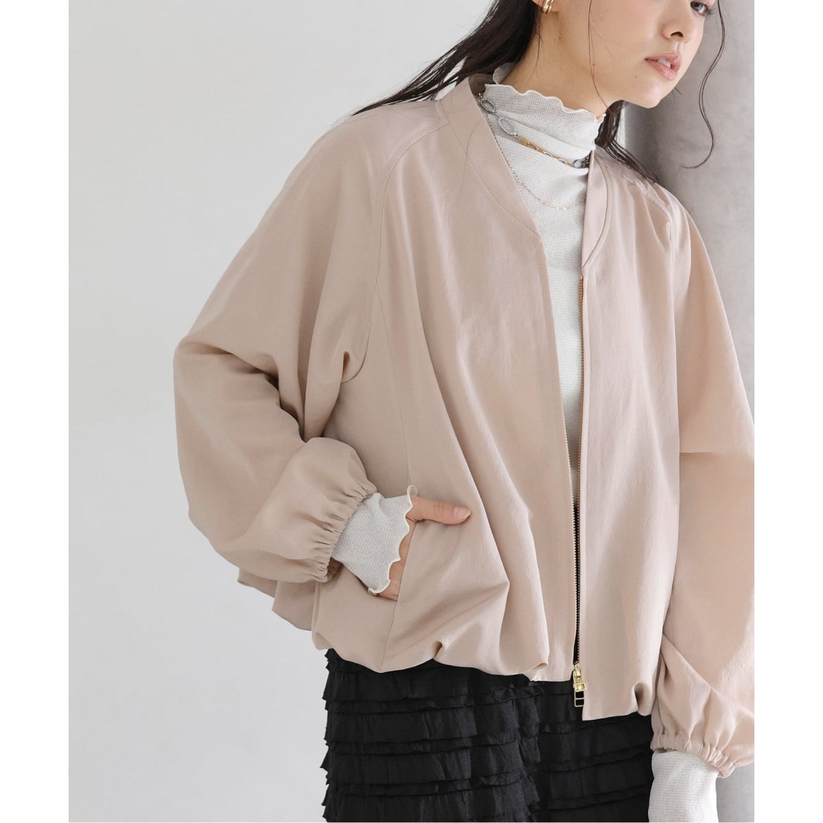 洗える】フォギーシアーVカラーショートブルゾン | ノーブル(Noble