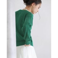 【洗える】ケーブルニットカーディガン