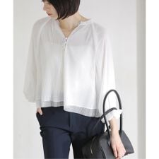 【洗える】2wayチュールプリーツブラウス