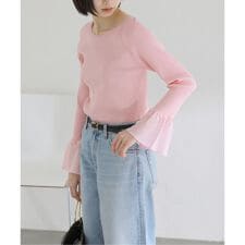 【洗える】フリルスリーブニット