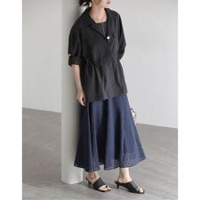 【洗える】シアーチェックパネルスカート