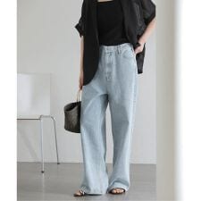 【洗える】ドロストワイドデニムパンツ