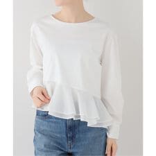 【洗える】アシメペプラムカットソー